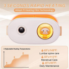 Portable Heating Pads Fast Heating Belly Wrap Belt with 3 Heat Levels and 5 Massage Modes for Women and Girl (White)