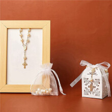 60 Stks Doop Gunsten met Rozenkransen Acryl Kralen Armband Doop Communie Vinger Rosarie Armband