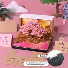 2026 Paper Carving Calendar Commemorative Gift Tree House Desktop Decoration 3D Stereoscopic Memo Book