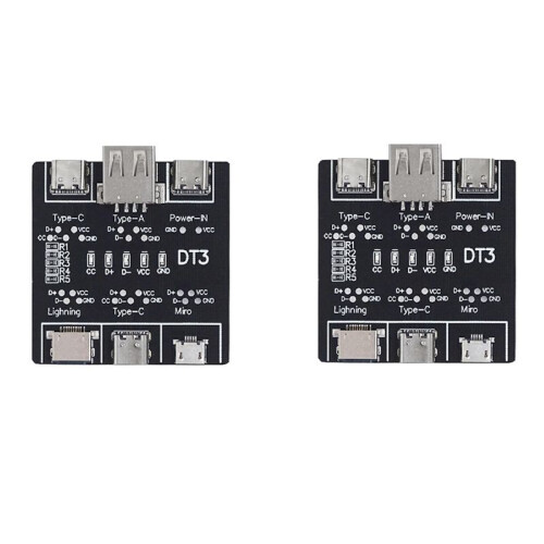 2PCS DT3 Data Cable Test PCB Board Type-C USB C Micro-USB Cable Tester USB Type-C Date Cable -Off Detection Board