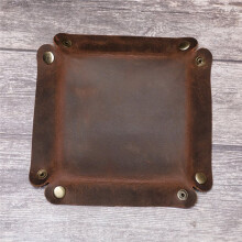 Leather Valet Tray Organizer for Desk, Portable Folding Travel Storage for Jewelry