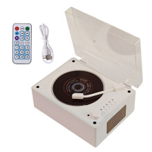 Speaker CD Player Compatible with 5.1 Album Player Tray-Loaded CD Player Wood Grain White