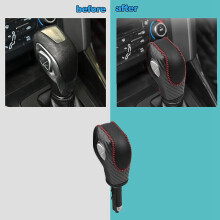 2X Car PU Carbon  Red Gear Shift Cover para  EcoSport Escape / Fusion / C-Max Energi Wagon / Fiesta / Focus