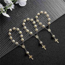 40Pcs Baptism Favors with Rosaries Acrylic Beads Bracelet Christening Communion Finger Rosarie Bracelet