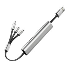 3 in 1 Fast Charging Cable, Retractable Car Charger, Foldable Super Fast Charging Cable for /Android/Tablet Gray