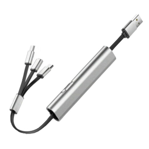3 in 1 Fast Charging Cable, Retractable Car Charger, Foldable Super Fast Charging Cable for /Android/Tablet Gray