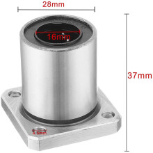 Flange Linear Motion Bushing Bearing 16mmx28mmx37mm (LMK16UU 2 Pcs)
