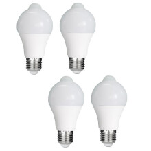 4 STUKS E27 Bewegingsmelder Led Lampen 220V Slimme Lamp Werkt 'S Nachts Sensor voor Portiek Trappen Garage Beveiligingsverlichting