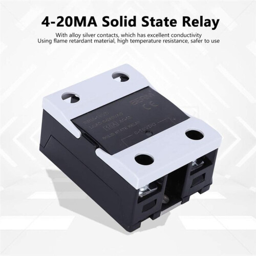 BERM Solid State Relay 4-20mA 0-250VAC SSR Relay BRM-10VD Solid State Relay Control Mode with LED Light Tube 2
