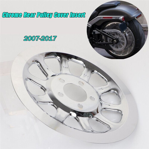 Chrome Outer Rear Pulley Cover Insert for  Softail Fat Boy Lo FLSTN FXSTC 1