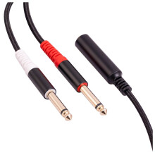 1 Uds 6,35Mm 1/4 Pulgadas EstéReo TRS Hembra a 2 Dual 6,35Mm Mono TS Macho y Cable Divisor Cable Adaptador de Audio