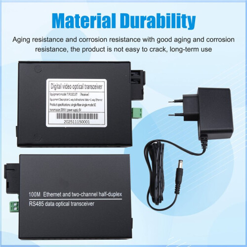 1 Pair RS485 Data Extender Converter with 10/100Mbps Ethernet SM SX,over Fiber Optic Transmitter and Receiver EU PLUG 2