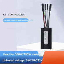 Ebike KT-26A Sine Wave Controller for 500W/750W Brushless Motors 36V 48V 52V Match Supports KT Displays Waterproof Plug