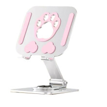 Multifunction Phone Tablet Desk Stand 360 Rotating Foldable Holder for Live Streaming Tablets Smartphone White