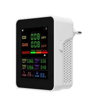 9 in 1 Air Quality Detector CO/GAS/SMOKE/HCHO/TVOC/PM2.5/PM10/Temperature/Humidity Air Quality Monitor EU PLUG White