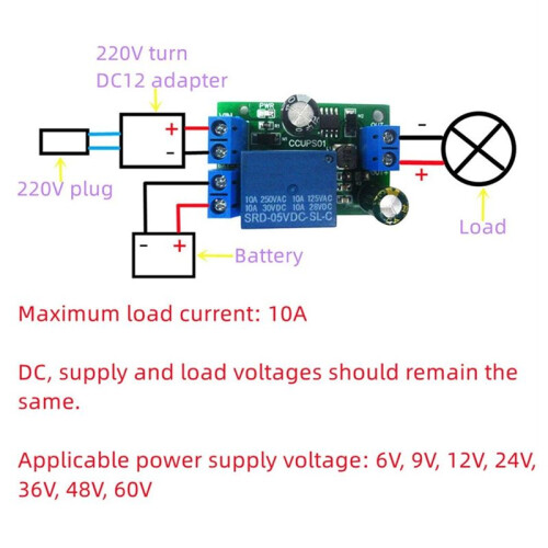 CCUPS01 UPS Emergency Cut-Off Board DC6V-60V Control Board Power-OFF Protection Automatic Switching Module Without Shell 2