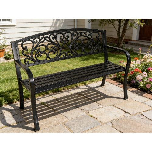 Birchtree BIRCHTREE Steel Garden Bench 3 Seater C080 2