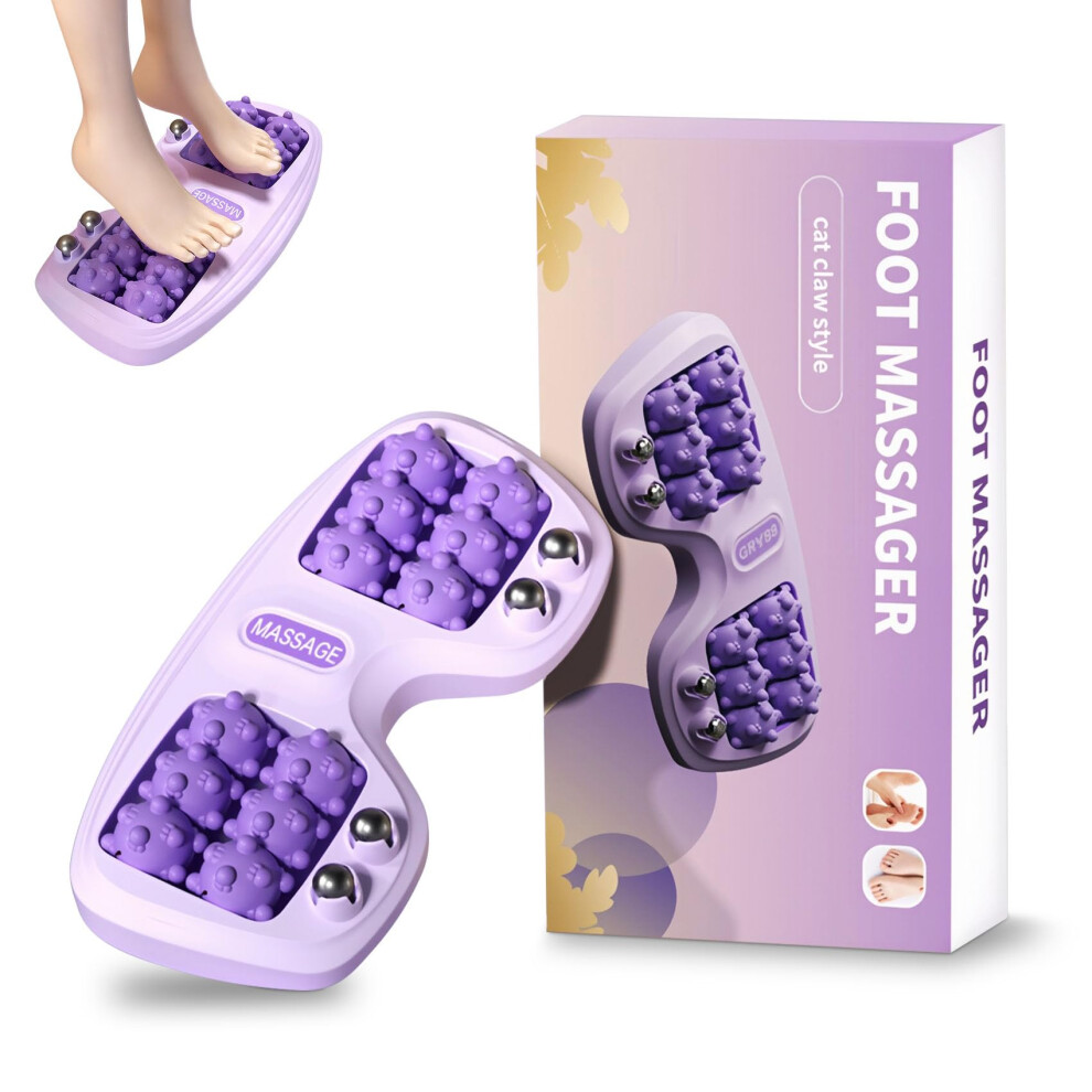 Purple Dual Foot Massage Roller With Acupressure And Magnetic Therapy For Plantar Fasciitis,