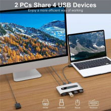 USB-Umschalter, Druckerfreigabe, USB 3.0, Zwei Eingänge und Vier Ausgänge, 2 Computer Teilen Sich 4 USB-Geräte