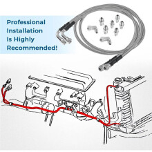 2pcs 52In Length Oil Pipe SS Transmission Cooler Hose Lines Kit TH350 700R4 TH400 for Chevy ,