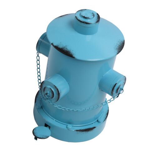 Retro Hydranten Abfalleimer Hellblau, Eisen, Deko