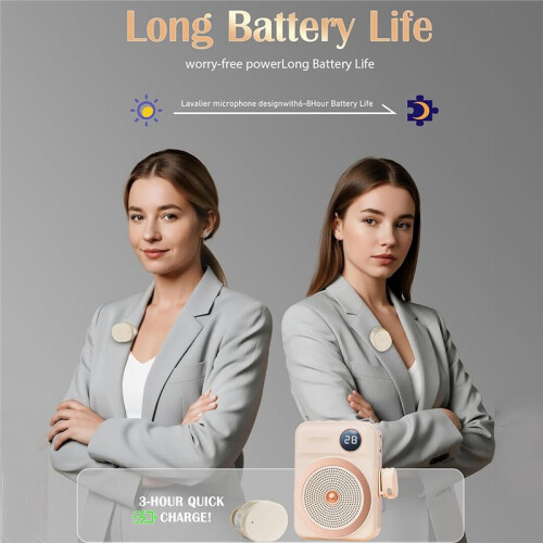 Voice Amplifier for Teachers with Wireless Lavalier Lapel Microphone Portable  Microphone & Speaker