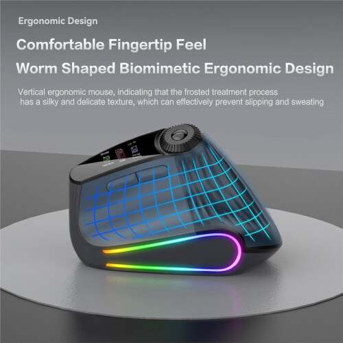JOMAA  Wireless Vertical Mouse with OLED Screen Rechargeable USB Wired Gaming Mouse 4800DPI Speed Roller 2
