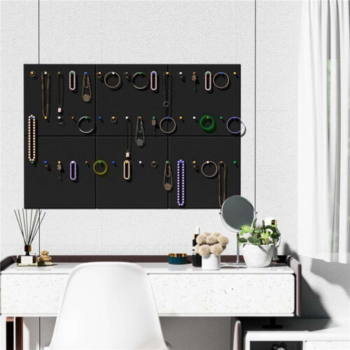 Cork Board Alternative, 12 Pack  Wall Tiles with 100 Pushpins, Black Cork Boards for Walls Cork Board 2
