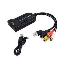 USB-Videoaufnahmekarte VHS/HD/Hi8/DVD zu Digitalkonverter HD/RCA/S-Video zu USB2.0 Audio-Video-Aufnahmegerät