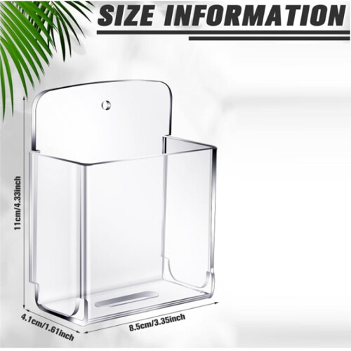 2Pack Acrylic Remote Control Holder Adhesive Wall Mount Phone Holder Wall Mount Organizer Media Storage Box 2