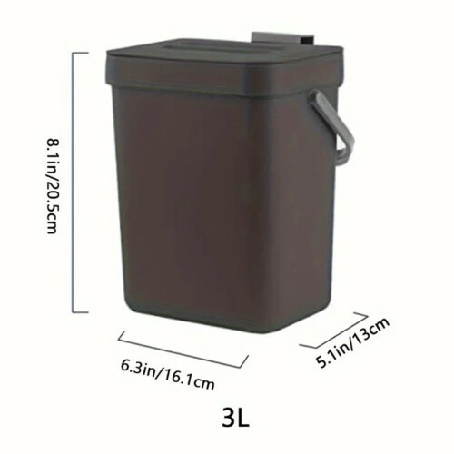 Space-Saving Quiet-Close Trash Can, Eco-Friendly Sealed Bin for Kitchen & Office, No Electricity Needed Black-3L 2