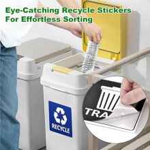 Afval- en Recyclingstickers voor Prullenbakken, Set van 4 Waterdichte Zelfklevende Recyclingstickers voor Prullenbakken en Afvalborden