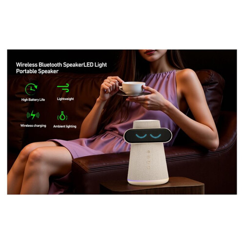 Speaker with LED Display, Wireless Charging, Room Decor for Cafes, Bedrooms, and More 2