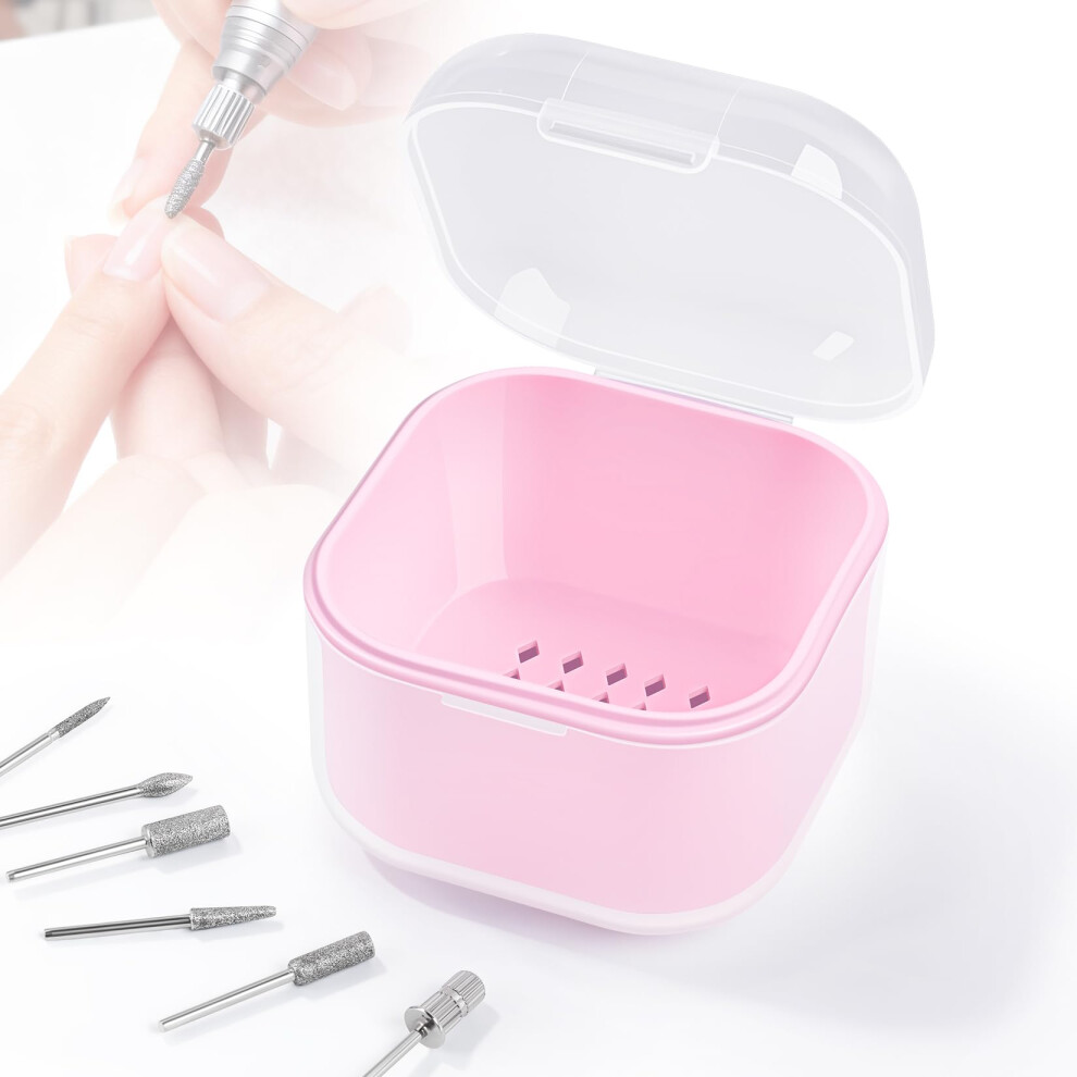 Pink Nail Tool Sterilizer Box With Transparent Lid, Leakproof Soaking Tray For Nail Salon And Home Use (Pink)