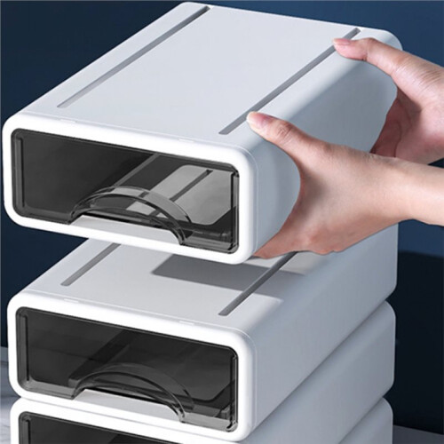 Plastic Box Desktop Organizer Drawer Makeup Storage Box Jewelry Container Stackable Large Office Storage Dustproof 2