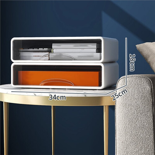 Plastic Box Desktop Organizer Drawer Makeup Storage Box Jewelry Container Stackable Large Office Storage Dustproof 2