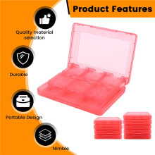28-in-1 Game Card Storage Case for 3DS- Durable Cartridge Holder Red