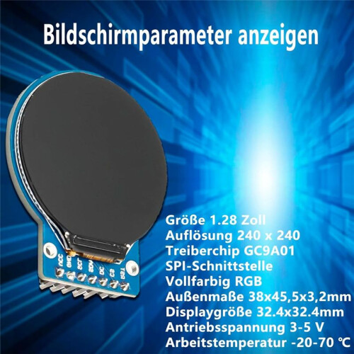 1.28INCH Circular TFT Screen for  RGB IPS HD 240 X 240 Resolution SPI Interface LCD Display Module 2pack 2