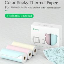 PeriPage A9 Series 77x30mm Self-Adhesive Thermal Paper Roll, BPA-Free Sticky Paper