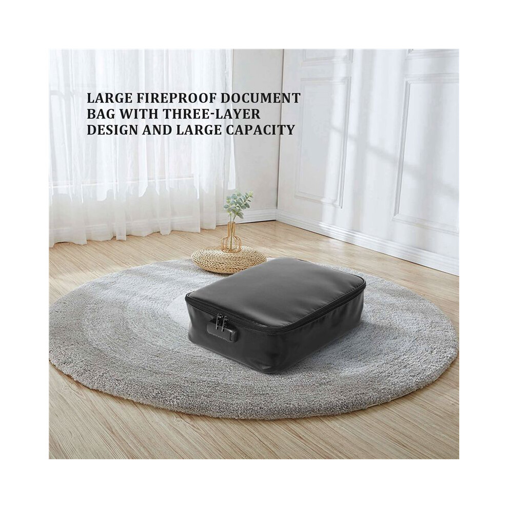 2X Document Bag With Lock, Fireproof 3-Layer Document Storage Box With Waterproof Zipper,Used For Laptops, Documents B 4711071679922