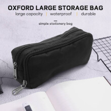 6X Capacity Pencil Case Oxford Storage Pouch Pen Case Simple Stationery Bag School Office Organizer Black