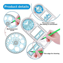 6 Piezas Regla Geométrica Multifuncional Herramienta de Dibujo Circular de Plástico Plantillas de Dibujo Herramientas de Diseño Gráfico Claro