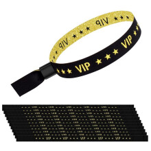 200-Pack VIP Tygarmband, Armband i Enfärgade Tyger, Färgade Armband för Aktiviteter, Fester (Svart)