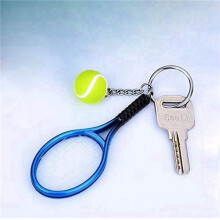 24Pcs Tennis Racket Keychain Key Ring, Fashionable Tennis Split Ring Keychain for Sport Lovers Team