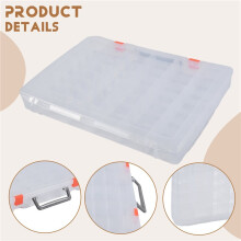3X Large 48 Grids Plastic Organizer Box with Adjustable Dividers, Storage Organizer, Transparent