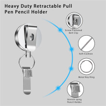 3 Pack Heavy Duty Retractable Pull Pen Pencil Holder Universal Retractable Lanyard Pen for Carpenters,Nurses,Waitresses