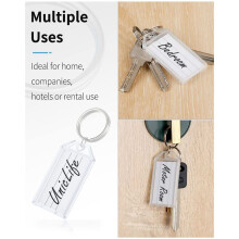 300 Pieces Key Tags 2 Inch Plastic Key Chain Tags with Ruled Blank Paper Labels Transparent Covers and Item Identifiers