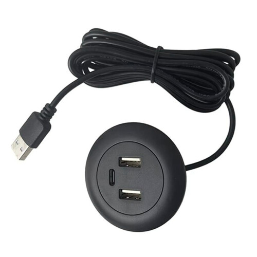 2X Desktop Hole Embedded USB Hub Type-C USB Charger 3 in 1 Splitter 1