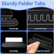 Hanging File Folder Tabs, 200 Pcs File Folder Tabs File Tabs for Hanging Folders, Plastic Hanging Folder Tabs