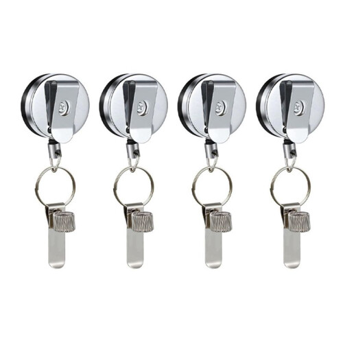 8pcs Retractable Pull Pen Pencil Holder with Belt Clip Key Ring Universal Lanyard 1